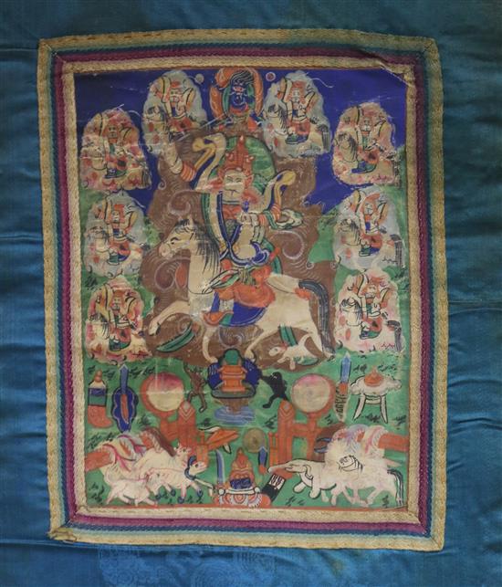 A 19th century Tibetan small painted thangka